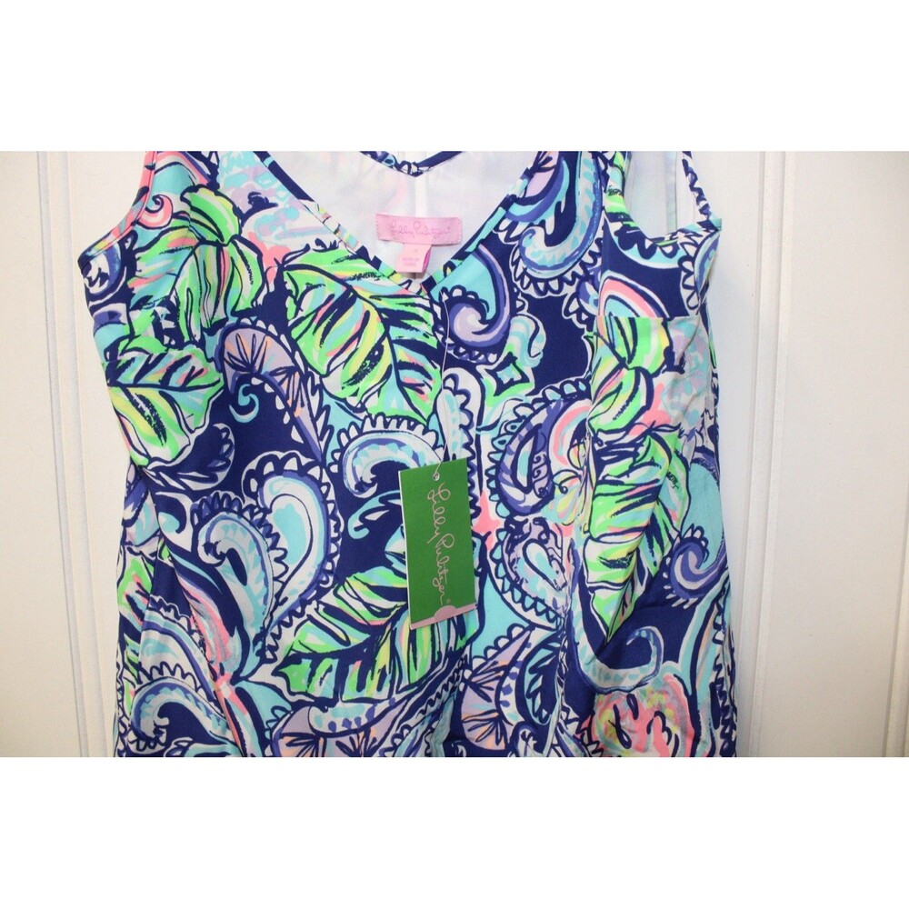 Lilly Pulitzer Lela Hanging With The Fronds Silk Slip Double V-Neck Dress Size S - Picture 4 of 11